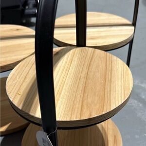 Target Black Frame with Natural Wood Round 3-Tier Stand